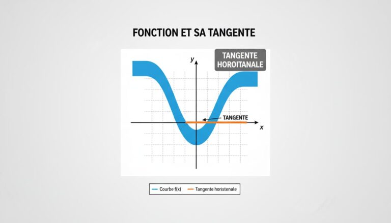 Une courbe bleue sur un repère quadrillé présente une tangente horizontale orange à son point minimum avec l'inscription Tangente Horizontale.