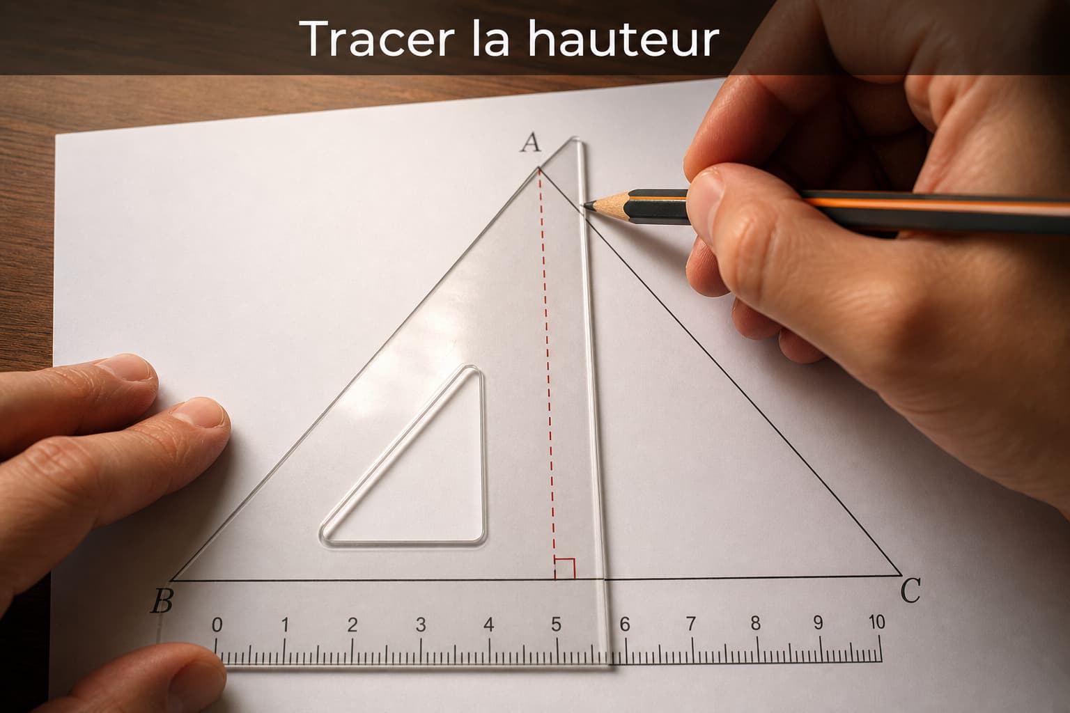 Main traçant la hauteur d