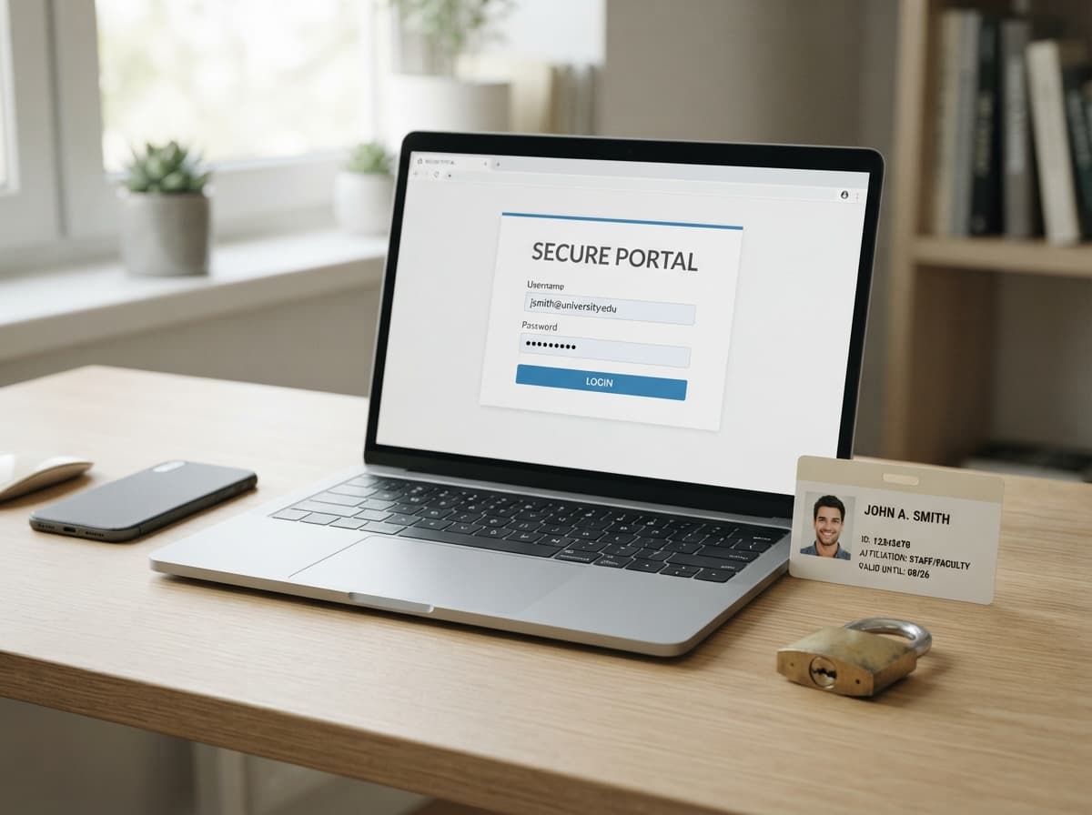 Un poste de travail ordonné avec un ordinateur portable ouvert sur un navigateur, une carte d